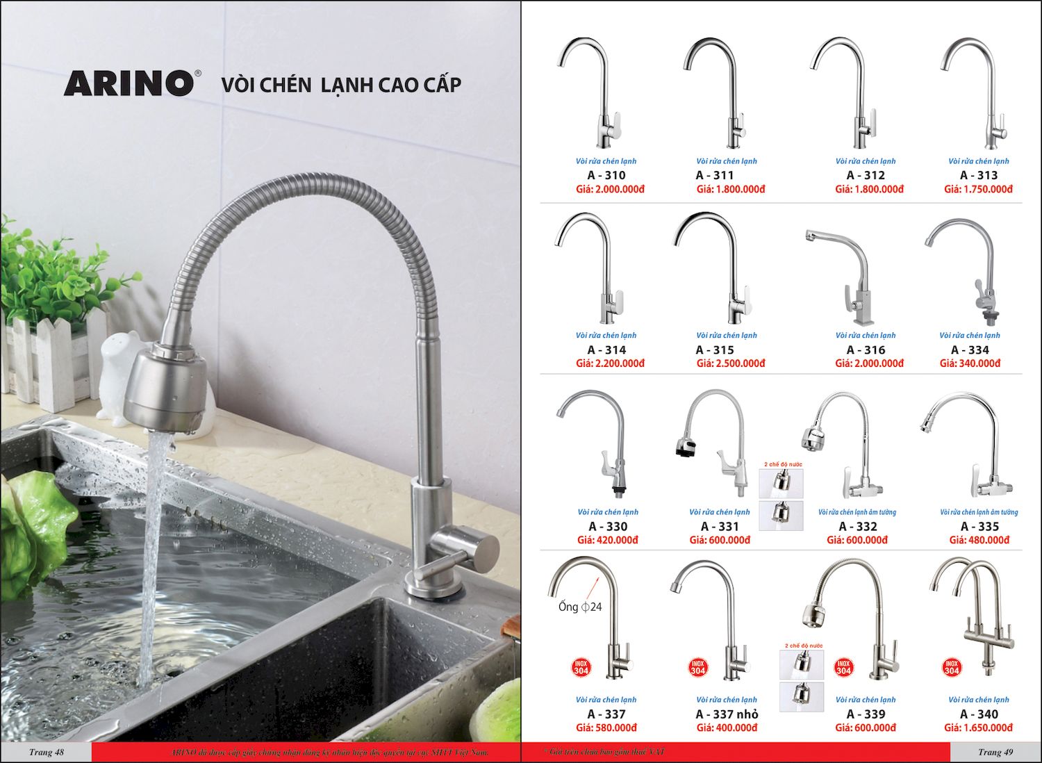 Thiết bị vệ sinh ARINO Catalogue và Bảng giá mới nhất /Page 25